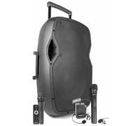 Vonyx AP1500PA Enceinte Sono Portable avec Microphones sans Fil, Filaire et Casque - 800W Max, Bluetooth, USB/SD/MP3, Boomer 15, avec Poignée Télescopique et roulettes pour Les Déplacements