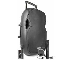 Vonyx AP1500PA Enceinte Sono Portable avec Microphones sans Fil, Filaire et Casque - 800W Max, Bluetooth, USB/SD/MP3, Boomer 15, avec Poignée Télescopique et roulettes pour Les Déplacements