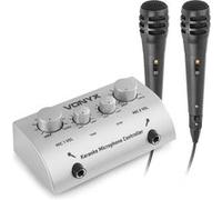 Vonyx AV430 -Table de mixage écho karaoké 2 canaux avec 2 microphones, mixeur sonorisation, micros filaires Argent