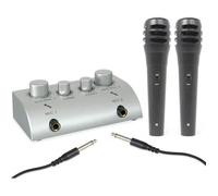 Vonyx Table de mixage AV430 – Écho karaoké 2 canaux, 2 micros filaires – Argent