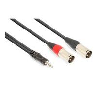 Vonyx Câble Audio Cordon 2x XLR Mâle/Jack 3,5 Stéréo - 1,5m Noir