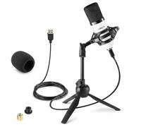 VONYX CM300W - Microphone Streaming avec Trépied - Blanc, Micro Professionnel USB, Idéal pour Gaming, Streaming ou pour Réaliser du Contenu Youtube et Twitch