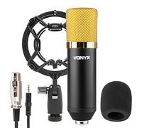 VONYX CM400 Microphone à Condensateur Noir et Or - Microphone de Studio, Grand Diaphragme, pour Chant et Instruments, Faible Distorsion, SPL Élevé, Prise Jack 3,5mm, Idéal pour Studio et Streamer