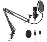 VONYX CMS300B - Microphone Streaming avec Bras Articulé - Noir, Micro Professionnel avec Filtre Anti-Pop, Idéal pour Gaming, Streaming ou pour Réaliser du Contenu Youtube et Twitch