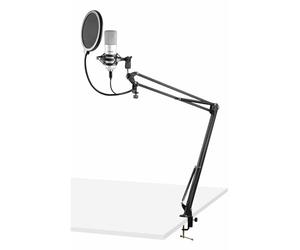 VONYX CMS300S - Microphone Streaming avec Bras Articulé - Titane, Micro Professionnel avec Filtre Anti-Pop, Idéal pour Gaming, Streaming ou pour Réaliser du Contenu Youtube et Twitch