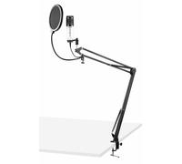 VONYX CMS320W - Microphone Studio USB avec Bras Articulé Réglable et Filtre Anti-Pop - Blanc, Micro Professionnel USB, Gain et Écho Réglables, Prise Casque 3,5mm, Corps Métallique, Bonnette
