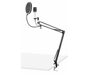 VONYX CMS320W - Microphone Studio USB avec Bras Articulé Réglable et Filtre Anti-Pop - Blanc, Micro Professionnel USB, Gain et Écho Réglables, Prise Casque 3,5mm, Corps Métallique, Bonnette