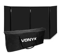 Vonyx DB2B Façade DJ Pliable avec Housse, 4 Panneaux 280 x 120 cm, Structure Métallique Noire avec Tissu Lycra Noir, Idéal pour les DJ Mobiles