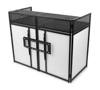 Vonyx DB6 Pro Cabine DJ avec Support TV - Jusqu'à 25 Kg, Écran 65'', Lycra Blanc ou Noir Inclus, Sac de Transport