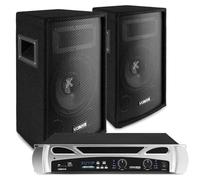 Vonyx DJ 300W Système de sonorisation avec ensemble de haut-parleurs SL8 et amplificateur Bluetooth VPA300