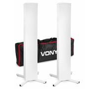 Vonyx DJP165 - Pack 2 Totems DJ Pliables avec Housses Lycra Blanches & Sac de Transport - Support Lumière & Enceinte Pro 30 kg