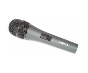 VONYX DM825 Microphone Dynamique Professionnel - Noir, Cordon de 5 Mètres, Connecteurs (XLR - Jack 6,3), Interrupteur Marche/Arrêt - Impédance : 600 Ohms, Filtre Anti-Pop Intégré