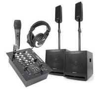 VONYX Kit Sono DJ 2.2 avec Table de Mixage et Accessoires DJ Inclus - Idéal pour Animer Vos Soirées