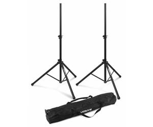 Vonyx LS01K Kit de Deux Pieds d'Enceintes avec Sacoche de Transport, Pied d'Enceinte Réglable 100cm-175cm, Système de Verrouillage de Sécurité, Charge Maximale par Pied : 30 kg