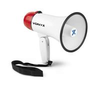 VONYX MEG018 Mégaphone Compact 18W, Idéal pour Manifestations et Matchs Sportifs - Jusqu’à 600 Mètres, Fonctions Enregistrement et Sirène, Poignée avec Dragonne, Réglage du Volume