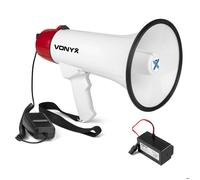 Vonyx MEG045 Pack Mégaphone 45W - avec Batterie Rechargeable Vonyx MRB06 Portée Jusqu’à 1km