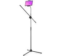 Vonyx MS10TH Pied de Micro avec Support Tablette, Pliable, Trépied Robuste, Réglage Hauteur et Inclinaison Facile, Pince Micro et Adaptateur Inclus, Idéal Karaokés ou Professionnels