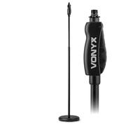 Vonyx MS110 Pied de Micro Réglable Avec Système à une Main, Base Solide en Fonte, Hauteur 108-174cm, Idéal pour les Musiciens et Artistes sur Scène et en Studio