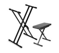 Vonyx Pack KBS03 Support pour Clavier Robuste avec KBB10 Banc - Réglables en Hauteur, pour Piano Numérique Universel