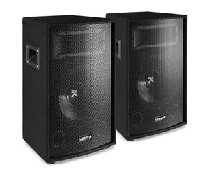 VONYX Pack SL12-2 × Enceintes Passives 12″ (1200 W Max) | Sono DJ, Bar & Animation Pro | Haut-parleurs 2-Voies Bass-Reflex avec Poignées & Fixation Pied