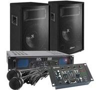 VONYX Kit Karaoke 500W Complet avec Amplificateur, Haut-Parleurs et Câbles - avec Table de Mixage, 2 Microphones, Idéal pour Animer Toutes Vos Soirées