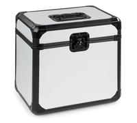 VONYX RC82 Valise pour Disques Vinyles 12 Pouces Argent, Capacité Jusqu'à 70 Disques, Intérieur en Mousse, Couvercle Entièrement Amovible, Fermetures Verrouillables, Empilable avec Poignée Rembourrée