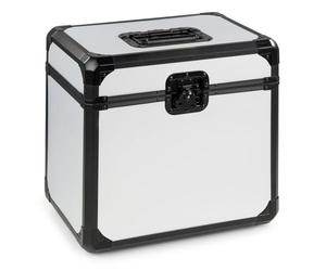 VONYX RC82 Valise pour Disques Vinyles 12 Pouces Argent, Capacité Jusqu'à 70 Disques, Intérieur en Mousse, Couvercle Entièrement Amovible, Fermetures Verrouillables, Empilable avec Poignée Rembourrée