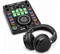 Vonyx Spin100 Contrôleur DJ MIDI avec VirtualDJ LE et Casque DJ | Préécoute avec le Casque, Mix Créatif avec 8 Pads, Format Compact, Plusieurs Fonctionnalités, Idéal pour Apprendre le Mix