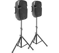 Vonyx SPJ-1000A Ensemble d'enceintes 10 avec pieds - un kit idéal pour animer vos soirées Noir G