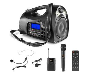 Vonyx ST016 Amplificateur de Voix Portable, 130W, Microphones UHF Main, Cravate et Casque, Bluetooth 5.0, Lecteur MP3 USB/SD, Radio FM, Batterie Rechargeable, Idéale pour Présentations et Événements