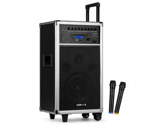 Vonyx ST100 MK2 Système Sono Portable 8" Bluetooth/CD/MP3, Enceinte Active 8", Puissance 250W, Deux Micros Main UHF sans-Fil et Un Micro Filaire, Batterie Intégrée