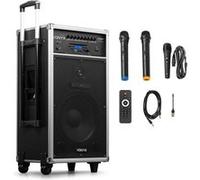 Vonyx ST180 Système Sono Portable 12" Bluetooth/CD/MP3, Enceinte Active 12", Puissance 450W, Deux Micros Main UHF sans-Fil et Un Micro Filaire, Batterie Intégrée