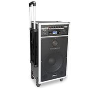 Vonyx ST180 Système Sono Portable 12" Bluetooth/CD/MP3, Enceinte Active 12", Puissance 450W, Deux Micros Main UHF sans-Fil et Un Micro Filaire, Batterie Intégrée