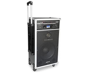 Vonyx ST180 Système Sono Portable 12" Bluetooth/CD/MP3, Enceinte Active 12", Puissance 450W, Deux Micros Main UHF sans-Fil et Un Micro Filaire, Batterie Intégrée