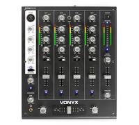 Vonyx STM-7010 Table de Mixage DJ 4 Canaux, USB, Jack 3,5, Interrupteur Talkover, Crossfader Remplaçable, Sortie Booth Réglable, Console de Mixage Haut de Gamme