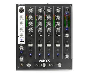 Vonyx STM-7010 Table de Mixage DJ 4 Canaux, USB, Jack 3,5, Interrupteur Talkover, Crossfader Remplaçable, Sortie Booth Réglable, Console de Mixage Haut de Gamme