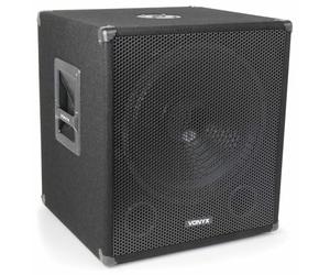 VONYX SWA15 Caisson de Basse Amplifié 600W - Subwoofer pour DJ 15", Insert pour Pied d'Enceinte, Réglages pour Le Son, la Fréquence et la Phase, Solide et Facile à Transporter