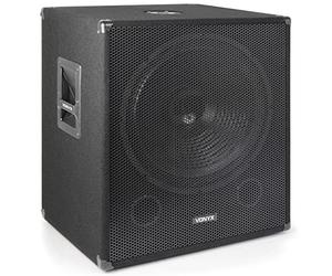VONYX SWA18 Caisson de Basse Amplifié 1000W - Subwoofer pour DJ 18", Insert pour Pied d'Enceinte, Réglages pour Le Son, la Fréquence et la Phase, Solide et Facile à Transporter