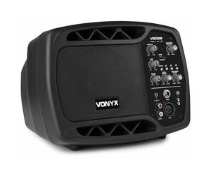 VONYX V205B Enceinte Active - Moniteur de Scène, Grave 5", Connexion sans Fil Bluetooth, Port USB, Entrée MIC/Guitare, Compacte et Léger, Convient à Un Montage sur Pied