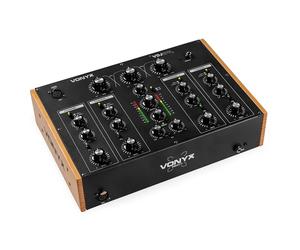 VONYX VDJ270 - Table de Mixage DJ Rotative 4 Canaux avec EQ 2 Bandes par Canal, Entrées Phono/Line, Sortie Master, Format Analogique Vintage, Mixer Rotary pour DJ Vinyle, Home Studio & Bars