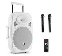 Vonyx Verve46 Enceinte Sono Portable 1000W, Enceinte Bluetooth Puissante, 2 Micros sans Fil UHF, Poignées et roulettes de Transport, Idéale pour Vos Evénements, Karaoké, Fêtes en Extérieur