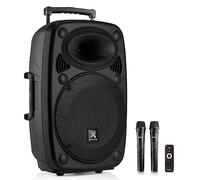 Vonyx Enceinte portable Verve46 – 1000W Bluetooth – 2 micros UHF sans fil, poignées et roulettes