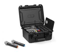 Vonyx VMA106 Table de Mixage et Micros UHF 6 Canaux avec Amplificateur - 2x600 Watts, Bluetooth, Lecteur MP3 USB, Égaliseur 2 Bandes, Flightcase ABS Portable