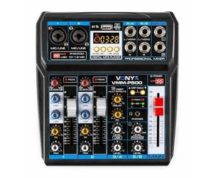 Vonyx VMM-P500 Table de Mixage 4 Canaux, Technologie Bluetooth, MP3/USB, 16 Effets Digitaux, Entrées Microphones, Sonorisation Professionnelle, DJ, Discothèque
