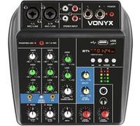Vonyx Table de mixage DJ VMM100 4 canaux – Bluetooth, USB, entrées micros, alimentation fantôme 48V