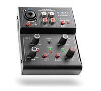 Vonyx VMM201 Mini Table de Mixage USB - 2 Canaux, Carte Son Intégrée, 1 Entrée Jack/XLR, 1 Entrée RCA, 1 Sortie RCA, 1 Sortie Casque, Alimentation Fantôme 48V, Idéal pour Animer vos Soirées