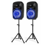 VONYX VPS102A - Enceinte Sono Portable, Puissance de 600W, Technologie Bluetooth, LEDs au Rythme de la Musique, Livré avec Pieds, Microphone et Télécommande