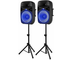VONYX VPS152A - Enceinte Sono Portable, Puissance de 1000W, Technologie Bluetooth, LEDs au Rythme de la Musique, Livré avec Pieds, Microphone et Télécommande