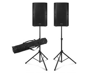 VONYX VSA10P Pack Sono - Ensemble d'Enceintes Passives 10", 1000W avec Supports Trépieds Réglables et Housses de Transport, Idéal pour DJ, Musiciens ou animateurs