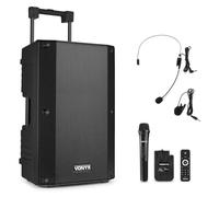 Vonyx VSA500-BP Enceinte Sono Active 800W - Batterie Intégrée, Haut-Parleur 12", Micro-Casque, Bluetooth, 8 Heures d'Autonomie, Idéale pour Vos Conférences ou pour Diffuser de la Musique